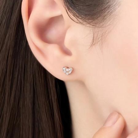 カナルヨンドシー Canal 4℃ カナル4℃ ピアス シルバー ハート パヴェ キュービックジルコニア レディースの画像