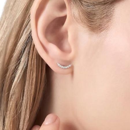 カナルヨンドシー Canal 4℃ カナル4℃ ピアス K10ホワイトゴールド EARFLOW シンプル シンセティックモアサナイト レディースの画像