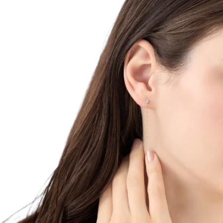 カナルヨンドシー Canal 4℃ カナル4℃ ピアス K10イエローゴールド EARFLOW チェーン キュービックジルコニア レディースの画像