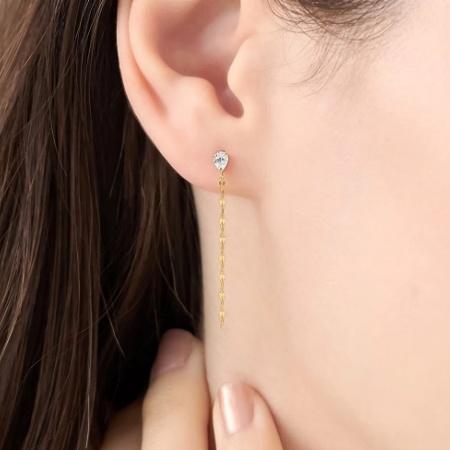 カナルヨンドシー Canal 4℃ カナル4℃ ピアス K10イエローゴールド EARFLOW チェーン キュービックジルコニア レディースの画像