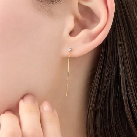 カナルヨンドシー Canal 4℃ カナル4℃ ピアス K10イエローゴールド EARFLOW シンプル キュービックジルコニア レディースの画像