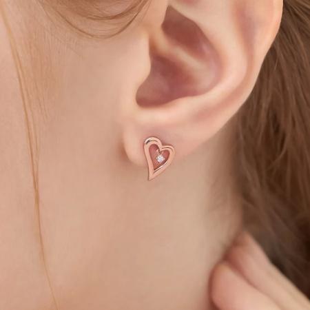 カナルヨンドシー Canal 4℃ カナル4℃ ピアス シルバー EARFLOW ハートシンプル キュービックジルコニア レディースの画像