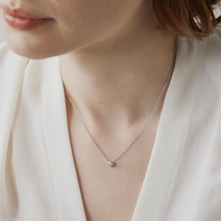 4°C  一粒ダイヤモンド　プラチナネックレス ダイヤモンド プラチナネックレス(0.1カラット/6本爪/一粒/4月