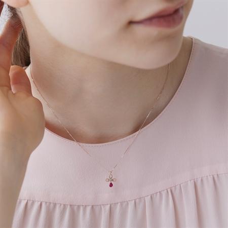 【送料無料】【ラッピング無料】ヨンドシー 4℃ EAU DOUCE４℃ 【7月誕生石】 K10ピンクゴールド ネックレス ルビー ダイヤモンド_2