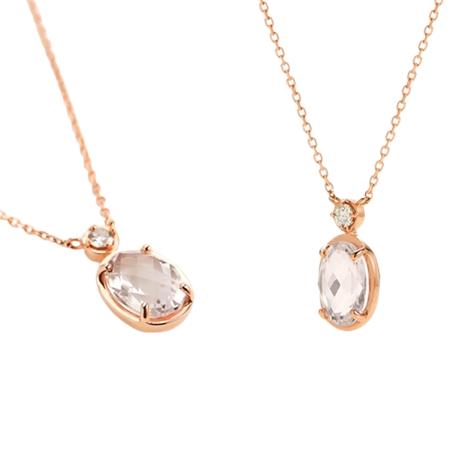 【送料無料】【ラッピング無料】ヨンドシー 4℃ 【4月誕生石】 K18ピンクゴールド ネックレス モルガナイト ダイヤモンドの画像