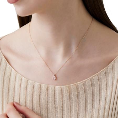 【送料無料】【ラッピング無料】ヨンドシー 4℃ 【4月誕生石】 K18ピンクゴールド ネックレス モルガナイト ダイヤモンドの画像