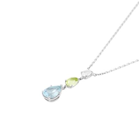 【送料無料】【ラッピング無料】ヨンドシー 4℃ アクセサリー Bright Color Stone シルバー ネックレス ブルー トパーズ ペリドット ホワイト トパーズ_1