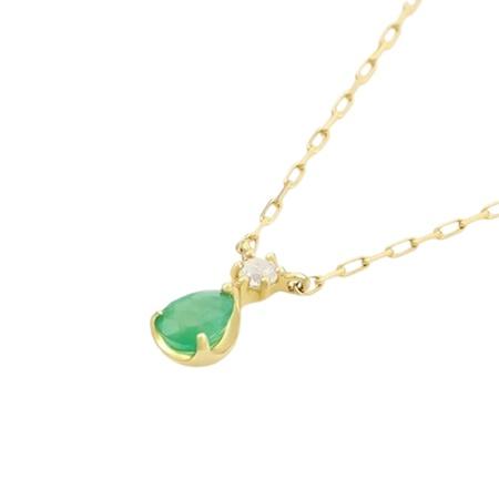 【送料無料】【ラッピング無料】ヨンドシー 4℃ 5月誕生石 K10イエローゴールド ネックレス エメラルド ホワイトトパーズ