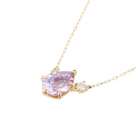 【送料無料】【ラッピング無料】ヨンドシー 4℃ 2月誕生石 K10イエローゴールド ネックレス アメシスト フェルスパーの画像