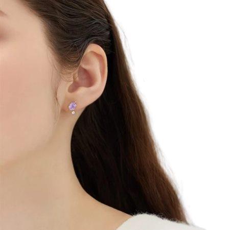 【送料無料】【ラッピング無料】ヨンドシー 4℃ 2月誕生石 K10イエローゴールド ピアス アメシスト フェルスパーの画像