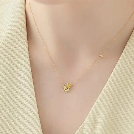 【送料無料】【ラッピング無料】ヨンドシー 4℃ EAU DOUCE Spring Collection K10イエローゴールド ネックレス スフェーン ペリドットの画像