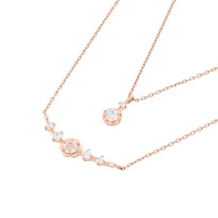 【送料無料】【ラッピング無料】ヨンドシー 4℃ 限定 4月誕生石 シルバー ネックレス 2本セット モルガナイト_1