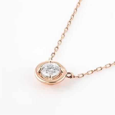 【送料無料】【ラッピング無料】ヨンドシー 4℃ K10ピンクゴールド ネックレス 一粒 シンセティック モアサナイトの画像