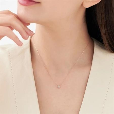 【送料無料】【ラッピング無料】ヨンドシー 4℃ K10ピンクゴールド ネックレス 一粒 シンセティック モアサナイトの画像