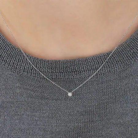ヨンドシー 4℃ ネックレス K10ホワイトゴールド ダイヤモンド 