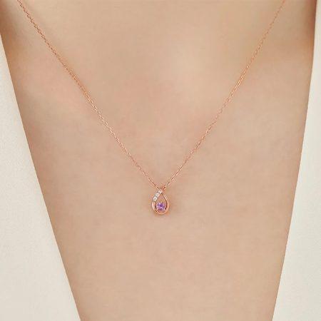 ヨンドシー 4℃ ネックレス シルバー 2月誕生石 限定 しずく アメシスト レディースの画像