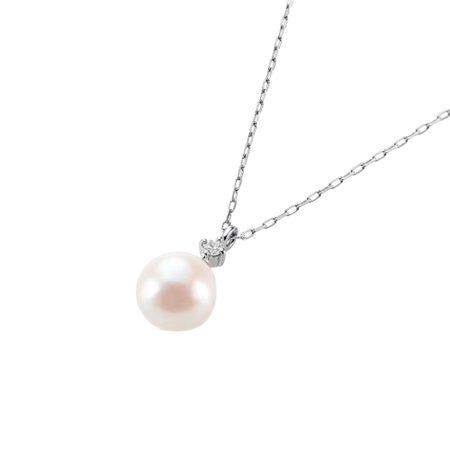 ヨンドシー 4℃ ネックレス プラチナ シンプル アコヤパール/ダイヤモンド レディースの画像