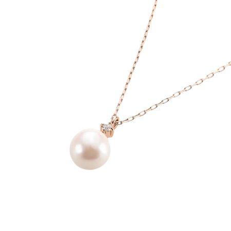 ヨンドシー 4℃ ネックレス K10ピンクゴールド シンプル アコヤパール/ホワイトトパーズ レディース_1