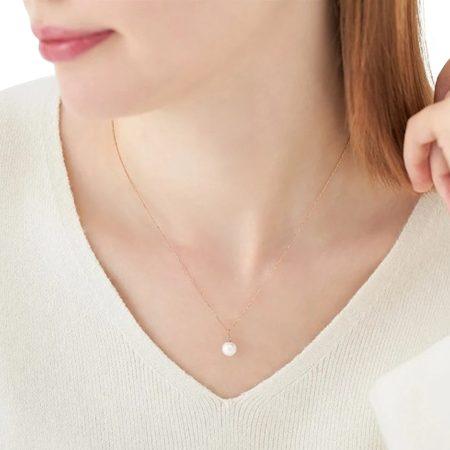 ヨンドシー 4℃ ネックレス K10ピンクゴールド シンプル アコヤパール/ホワイトトパーズ レディース_3