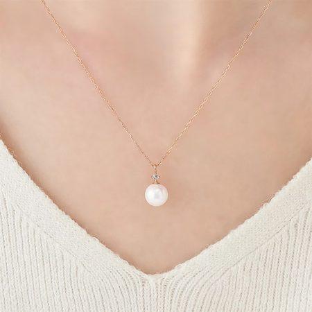ヨンドシー 4℃ ネックレス K10ピンクゴールド シンプル アコヤパール/ホワイトトパーズ レディース_4