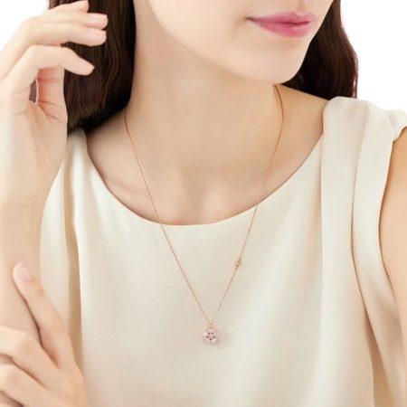 ヨンドシー 4℃ ネックレス シルバー SAKURA Collection 桜 2WAY ローズクォーツ/ホワイトトパーズ レディースの画像