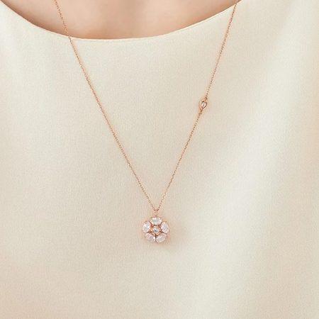 ヨンドシー 4℃ ネックレス シルバー SAKURA Collection 桜 2WAY ローズクォーツ/ホワイトトパーズ レディースの画像