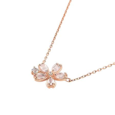 ヨンドシー 4℃ ネックレス シルバー SAKURA Collection 桜 ローズクォーツ/ホワイトトパーズ レディースの画像