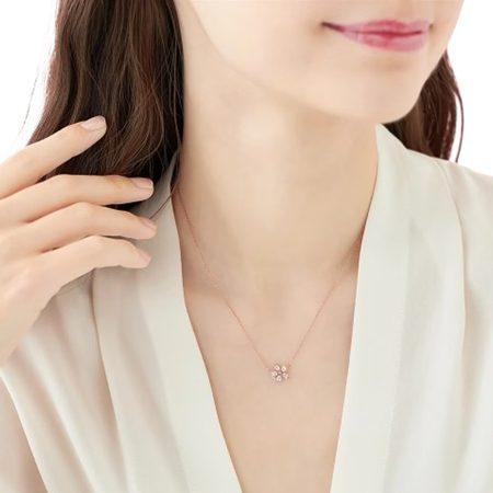 ヨンドシー 4℃ ネックレス シルバー SAKURA Collection 桜 ローズクォーツ/ホワイトトパーズ レディースの画像
