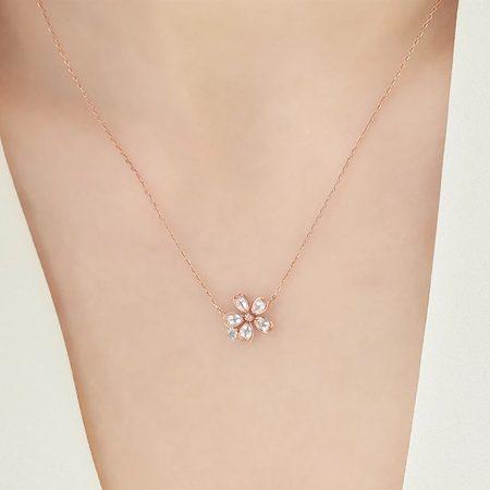 ヨンドシー 4℃ ネックレス シルバー SAKURA Collection 桜 ローズクォーツ/ホワイトトパーズ レディースの画像