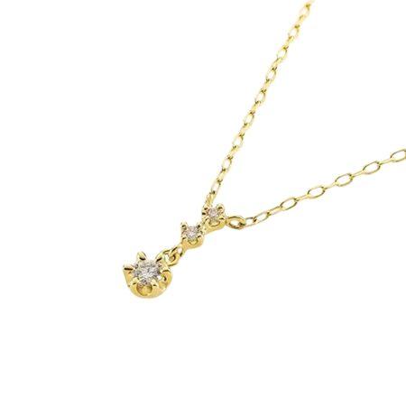 ヨンドシー 4℃ ネックレス K18イエローゴールド 3石 ダイヤモンド レディースの画像
