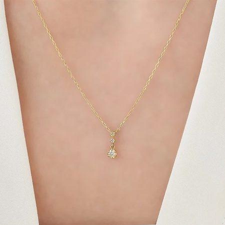 ヨンドシー 4℃ ネックレス K18イエローゴールド 3石 ダイヤモンド レディースの画像