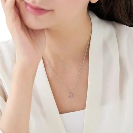 ヨンドシー 4℃ ネックレス プラチナ ムーン 月 ダイヤモンド レディースの画像