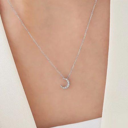 ヨンドシー 4℃ ネックレス プラチナ ムーン 月 ダイヤモンド レディースの画像