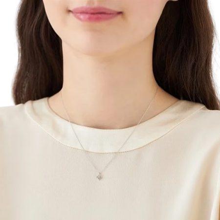 ヨンドシー 4℃ ネックレス K10ホワイトゴールド EAU DOUCE ホワイトトパーズ レディース_3