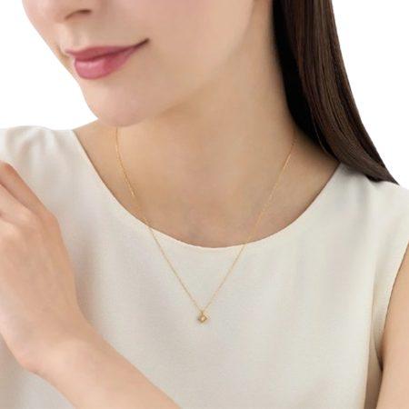 ヨンドシー 4℃ ネックレス K18イエローゴールド 一粒 シンプル ダイヤモンド レディースの画像