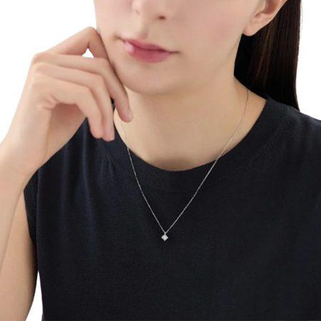 ヨンドシー 4℃ ネックレス プラチナ 一粒 シンプル ダイヤモンド レディースの画像