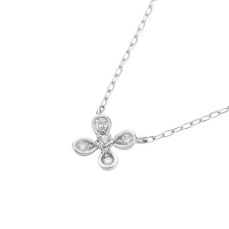 ヨンドシー 4℃ ネックレス プラチナ フラワー 花 ダイヤモンド レディースの画像