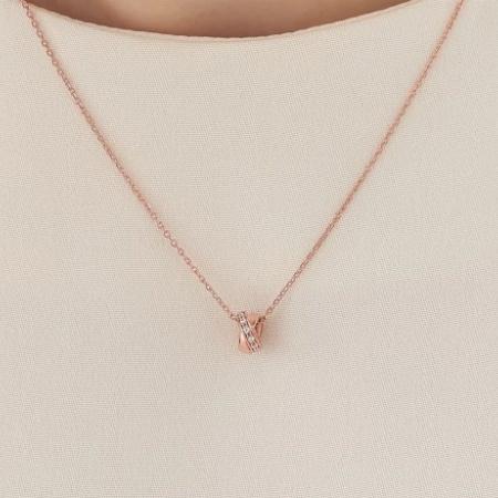 ヨンドシー 4℃ ネックレス シルバー ダブルループ キュービックジルコニア レディースの画像