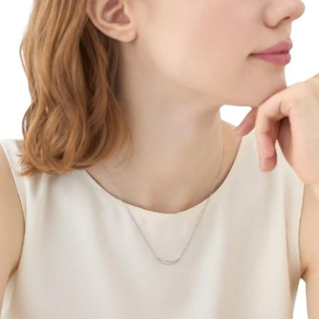 ヨンドシー 4℃ ネックレス シルバー ライン リバーシブル ダイヤモンド レディースの画像