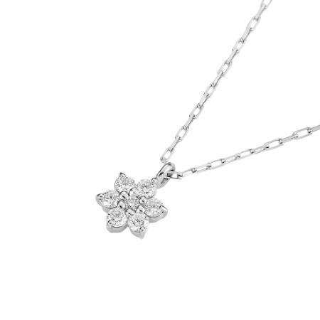 ヨンドシー 4℃ ネックレス K10ホワイトゴールド フラワー 花 ダイヤモンド レディースの画像