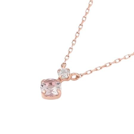 ヨンドシー 4℃ ネックレス K10ピンクゴールド 4月誕生石 限定 モルガナイト レディースの画像