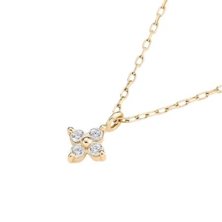 ヨンドシー 4℃ ネックレス K10イエローゴールド フラワー 花 キュービックジルコニア レディース_1