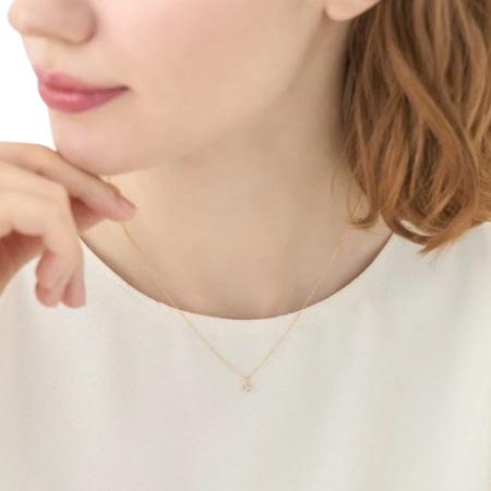 ヨンドシー 4℃ ネックレス K10イエローゴールド フラワー 花 キュービックジルコニア レディース_2