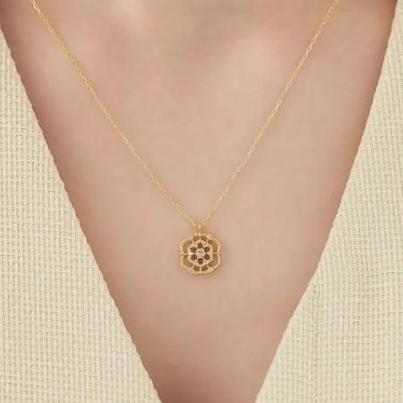 ヨンドシー 4℃ ネックレス K18イエローゴールド EAU DOUCE４℃ ダイヤモンド レディースの画像