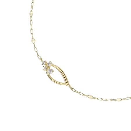 ヨンドシー 4℃ ブレスレット K10イエローゴールド Spring Summer Season 羽 ホワイトトパーズ レディースの画像