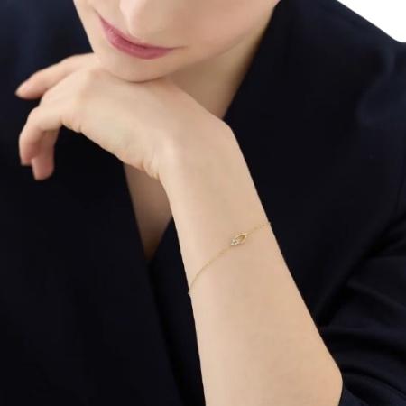 ヨンドシー 4℃ ブレスレット K10イエローゴールド Spring Summer Season 羽 ホワイトトパーズ レディースの画像