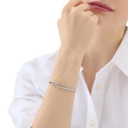 ヨンドシー 4℃ バングル シルバー Spring Summer Season ライン ホワイトトパーズ レディースの画像
