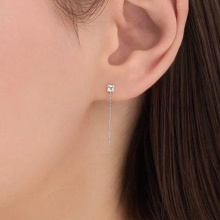 4℃ ピアス K10ホワイトゴールドピアス レディース 4℃（ヨンドシー） ピアス K10 ホワイトゴールド チェーン クォーツ