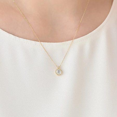 ヨンドシー 4℃ ネックレス K14 イエローゴールド 1粒 ダイヤモンド レディースの画像
