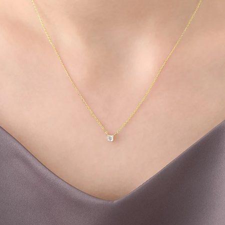ヨンドシー 4℃ ネックレス K10 イエローゴールド スクエア 1粒 クォーツ レディースの画像
